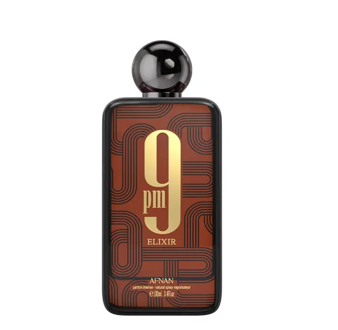 Viral Vintage Brown Gold Designer Inspired Warm Gourmand Men Fragrance Afnan 9 PM Elixir All-Day Rich Creamy Caramel Oud Masculine Scent Upscale Brown Festive Gift Packaging For Sophisticated Mature Men