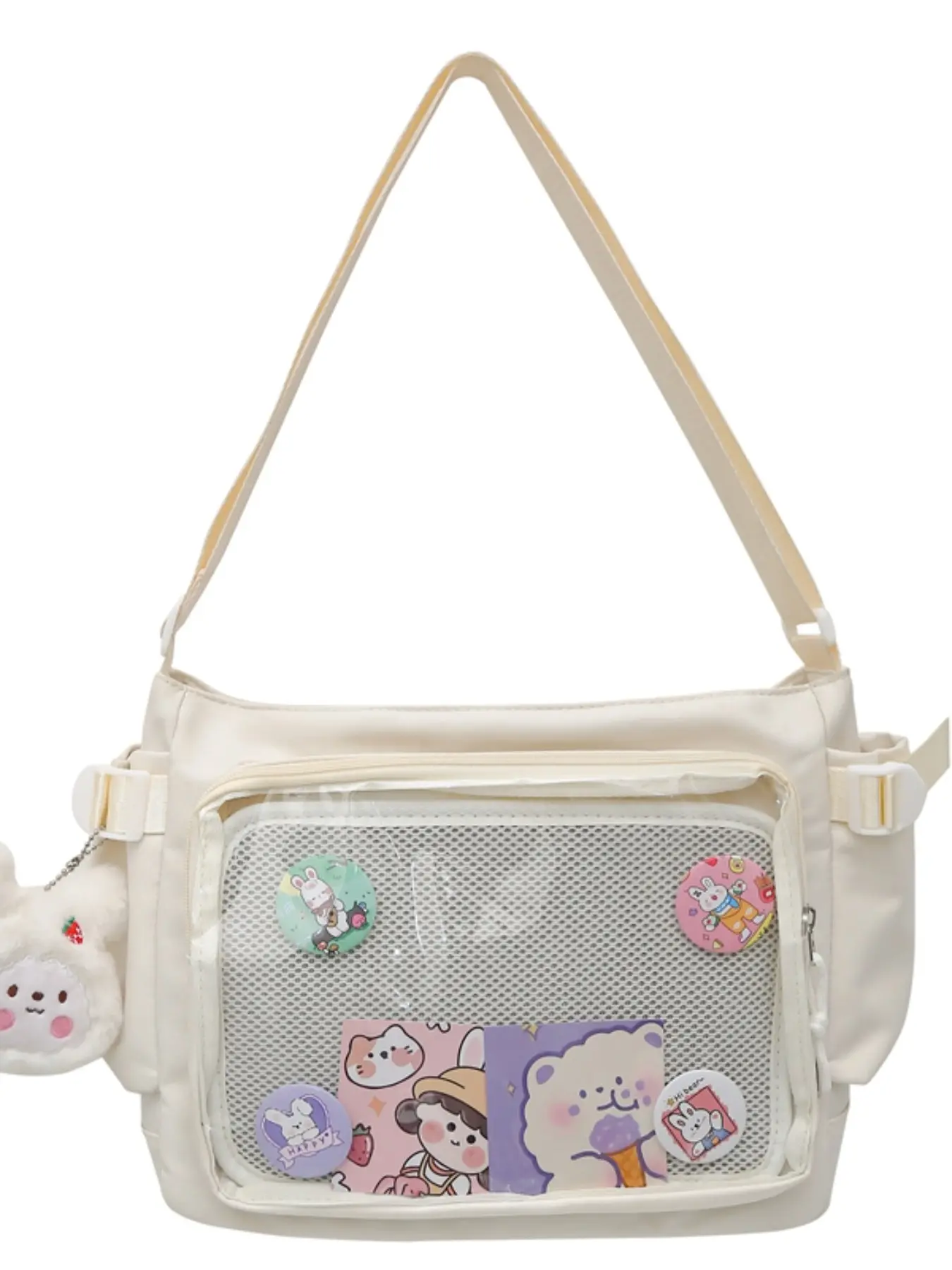 Sweet Cool Transparent Pain Bag, Large Capacity Crossbody Backpack, Girl Student Commuter Shoulder Bag, Anime Style Single-Shoulder Bag, Casual Commuter Bag, Daily Commuter Bag, Everyday Bags, Crossbody Shoulder Handbag, Adjustable Crossbody Purses