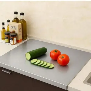 Stainless steel countertop protector (30x30 cm/40x50 cm), non-slip cutting board, perfect for bread making, meat handling and everyday kitchen use.