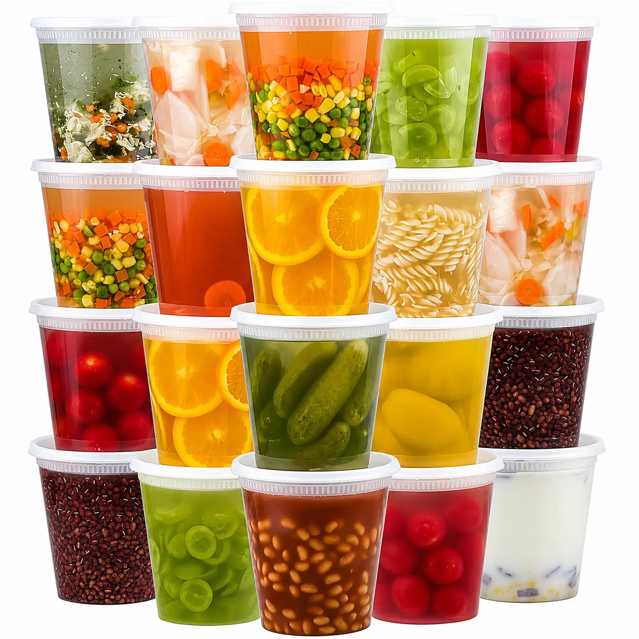 24 Sets 32 oz Plastic Deli Containers with Lids | Leak-Proof Food Storage & Soup Containers | Microwave, Freezer & Dishwasher Safe