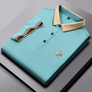 Men's Summer New In-Stock Solid Color Straight Fit Lapel Short Sleeve Business Fashion Daily Wear Polo Shirt