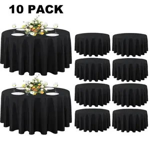 10 Pack 84 Inch Round Peva Tablecloth, Waterproof Oil Proof Plastic Table Cover, Ideal for Birthday Party, Holiday, BBQ, Picnic, Family Gathering