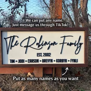 Luxury Custom Family Name Sign Solid Walnut Wood Frame Personalized High End Home Décor Add Any Names Through TikTok