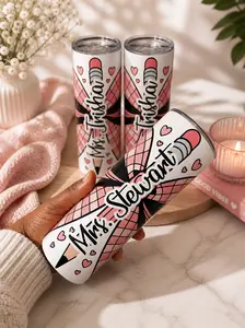 Pink Pencil Bow Tumbler