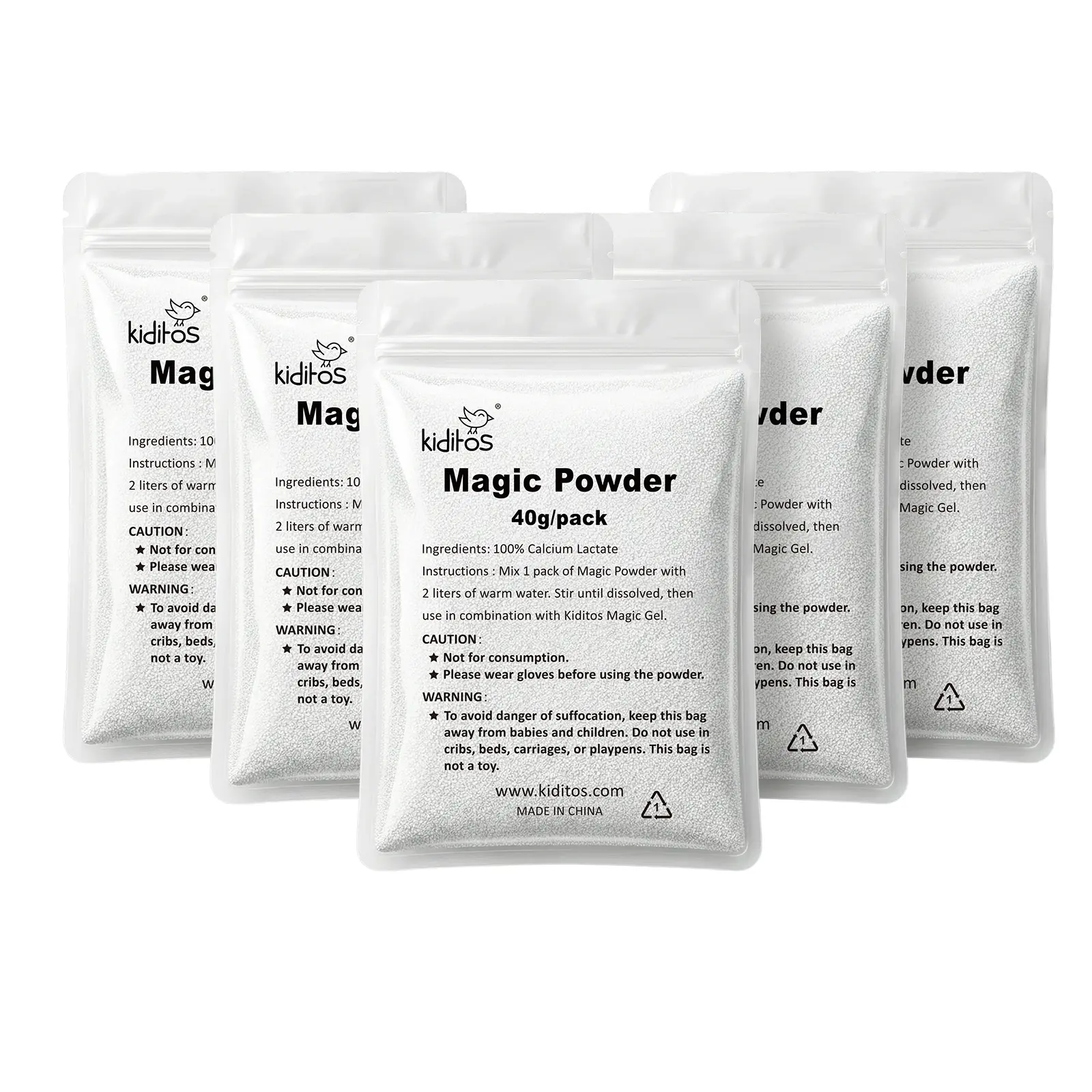 Kiditos Magic Water Elf Powder Refill, 5 Packs Magic Powder for Magic Water Elf Toy Kit, Compatible with Most Magic Gel Kits, Optimized Gel, Safe Calcium Lactate Formula