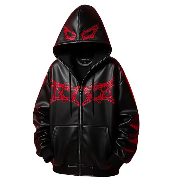 Zyppra Spider-Man Inspired Men's High-Quality Leather Jacket – Urban Streetwear Hoodie