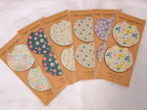 Cute Car Coasters, Set of 2, Cute Aesthetic Car Coasters, New Car Gift, Gifts for Her, Flowers Car Accessories Tableware Thick