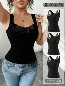 3PCS Women's Underwear Breathable Cotton-Touch Elegant Camisole Smooth Anti-Sweat Basic Tank Top  Versatile Base Layer