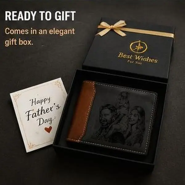 Customized Durable Leather Wallet - Laser Engraving Leather Cash Wallet & Card Holder, Personalized Photo Father's Day Gift for Dad, Sentimental Keepsake