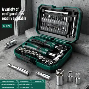 40-Piece All-in-One Socket & Screwdriver Bit Set, High-Torque Ratchet Wrench Tool Kit for Home, Garage, Auto Repair