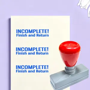 Teacher Self-Ink Stamp Blue Ink, Unfinished and Return, Light-Sensitive Rubber Seal, Ideal for Classroom Use, Durable and Easy to Use