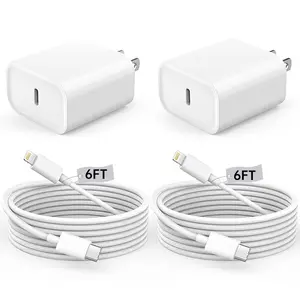 2-Pack 20W Super Fast Charging USB-C Wall Charger Block with 2-Pack 6FT USB-C to Lightning Cable 2-Pack 20W Super Fast Charging USB-C Wall Charger Block with 2-Pack 6FT USB-C to Lightning Cable