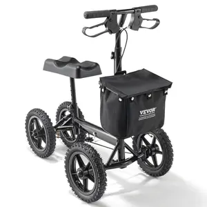 fathersdaygift VEVOR Folding Knee Scooter, Aluminum Steerable Knee Walker with Height-Adjustable Handlebar Knee Pad, 12 All-Terrain Wheels, Dual Brakes, Leg Recovery Scooter for Broken Ankle Foot Injuries, 350LBS