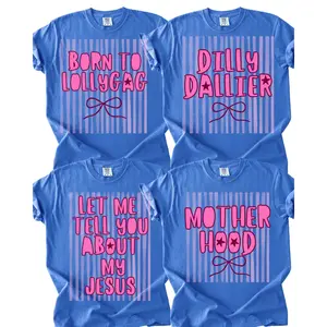 [Select Your Favorite Graphic] Dilly Dallier Shirt, Mother shirt, Silly Daily Tees, Born to Lollygag Comfort Colors, Preppy Coquette Bow, NOT REAL Pearls DTG Printed, Comfort colors Graphic Shirt