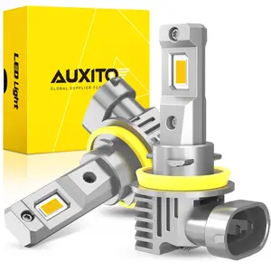 AUXITO H11 H8 H16 LED Fog Light Bulbs, Headlight Bulbs, 600% Brightness 6500K Cool White Driving Fog lights, 1:1 Mini Size Front headlight Lamps, Non-polarity, Play and Plug (Pack of 2)