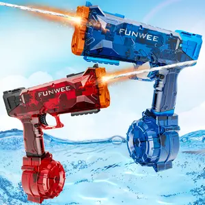 Rechargeable Electric Water Gun for Adult & Kid, Water Pistol Long Range 28-32 FT, Powerful High Powered Automatic Classic Squirt Gun Fully Auto Water Blaster, Swimming Pool Outdoor Toy Game Watergun Waterblaster  summervibes Dual-Magazine