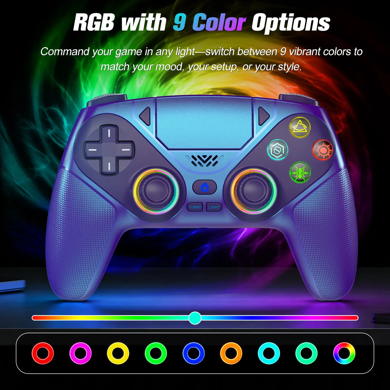 Summerwins Wireless Pro Gaming Controller for PS5, Playstation 5 Compatible with LED RGB Light, Turbo, Macro Programmable Buttons, Dual Vibration, Motion Sensing, 1000mAh Fast Charging & Anti-Drift Calibration Guide summerwins
