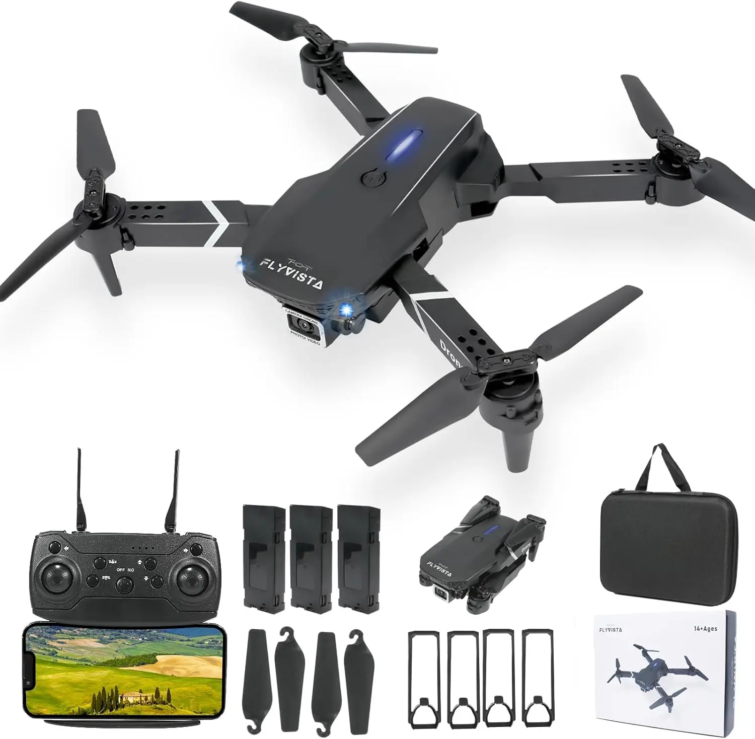 Mini Drone with Camera for Adults Kids, 1080P Wifi FPV Camera Drone with 3 Batteries, One-Click Take Off/Landing, Altitude Hold, Headless Mode, 360° Flips, 3-Gear Speeds, Emergency Stop, Carrying Ca SHANTOU XINKAIYANG TOYS TECHNOLOGY CO.,LTD