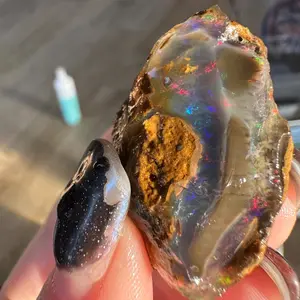 Ethiopian water Opal Specimen with gorgeous grey base color and pastel rainbow play of color or “fire”