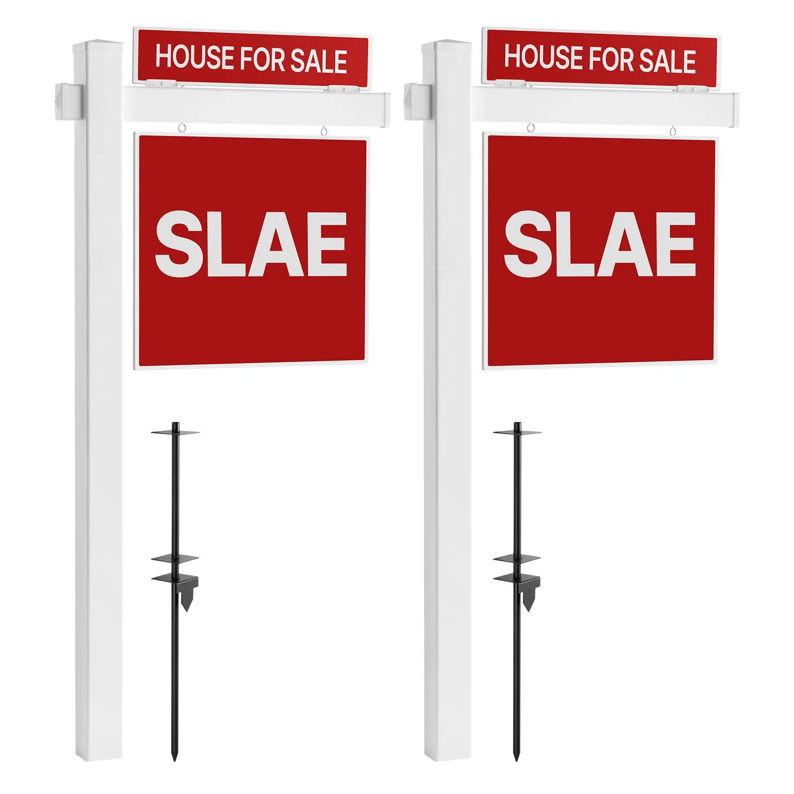 【SummerFinds】VEVOR Real Estate Sign Post, 2-Pack, 6 ft Tall, PVC Realtor Yard Sign Holder with 36 in Arm Holds up to 24 in, Easy to Install, Wind-Resistant, for Open House and Home, Yard, Road, White (No Signs)