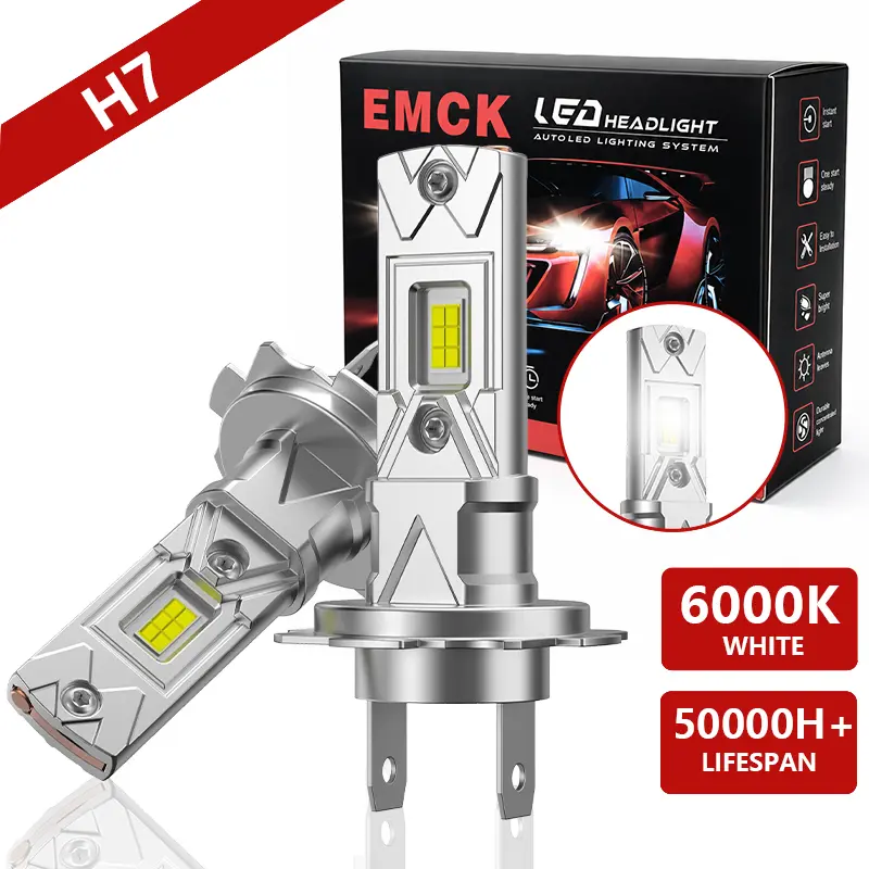 OKCKMK H7 White LED Plug-and-Play Headlight Kit, High/Low Beam Bulbs, Ultra Bright 6000K, 30,000 lm, plug-and-play, supports CANBUS