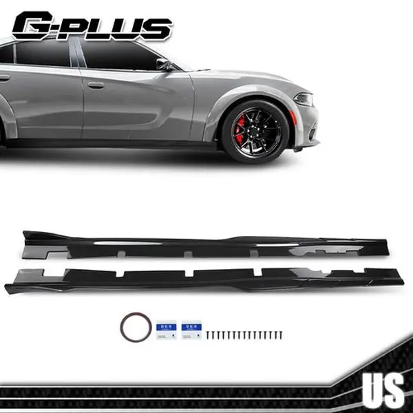 G-PLUS Carbon Fiber Look Side Skirts Rock Panels, Auto Body Frame Accessories with Fitment for 15-23 Dodge Charger