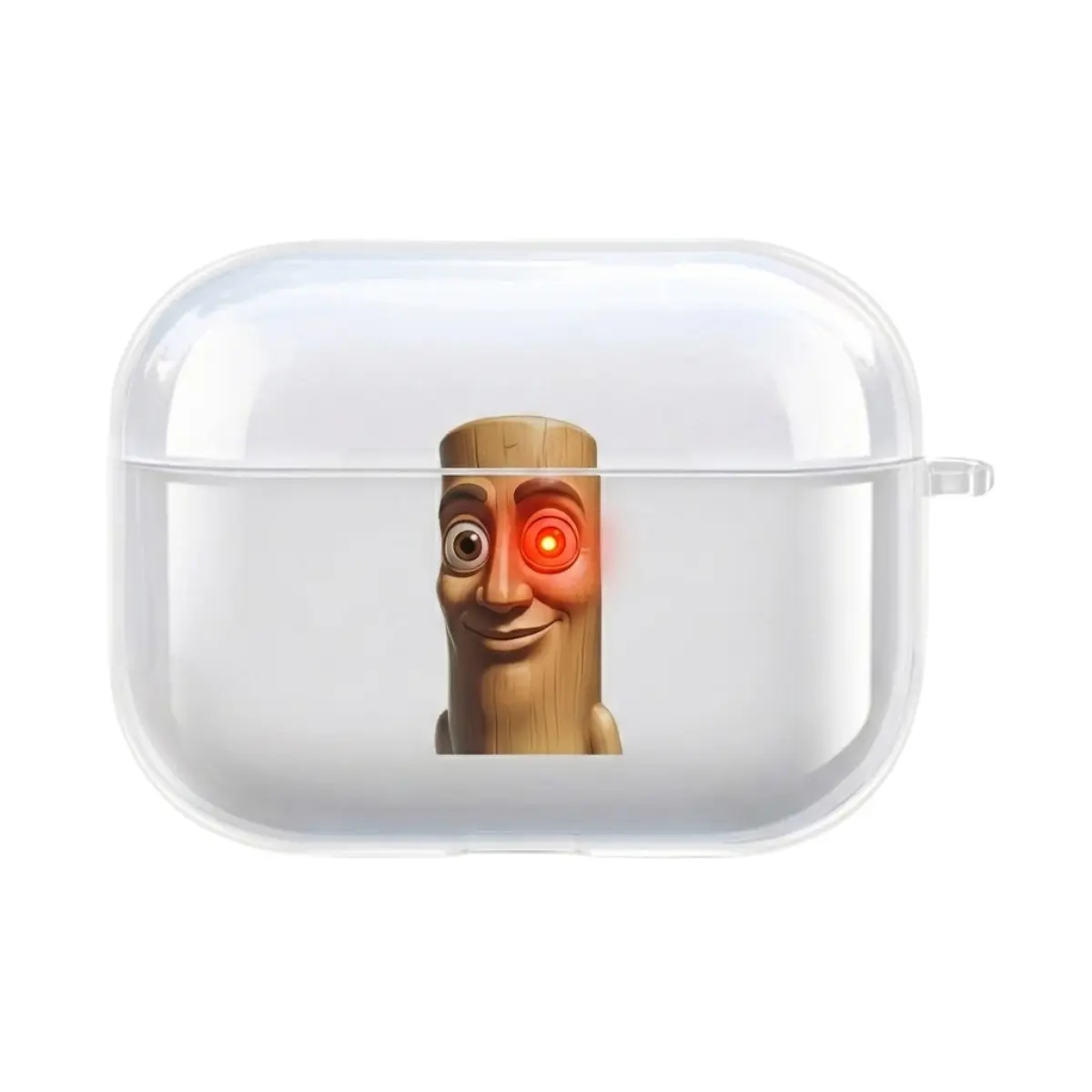 Tung Tung Tung Suhur AirPods Case - Funny Led Indicator Light Wooden Man Clear TPU Shockproof Cover - for Daily Travel, Gym Workout & Wireless Charging - Quirky Meme Gift for Teenagers, Men & Women