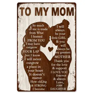8x12 in Vintage Aluminum Metal Plaque Signs, Durable Rust-Resistant Aluminum Home Wall Decoration, Gifts for Mom from Daughter for Mother's Day/Birthday,summerwins