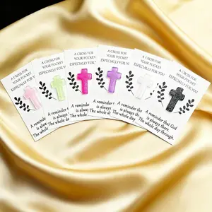 6pcs Glitter Resin Cross Card Gift, Pocket Hug, Fashion Prayer Gift, A Cross For Your Pocket Especially For You