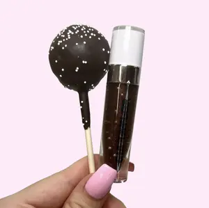 Chocolate Cakepop lipgloss / Chocolate cake lipgloss / Brown shimmer non sticky moisturizing cruelty free vegan smooth lipgloss
