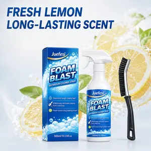 Powerful Foaming Bathroom Cleaner Spray, Multi-Purpose Foam Cleaner for Tough Stains, Deep Crevice Cleaning, Fresh Lemon Scent, 300ml / 10.15 fl oz