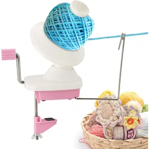 Needlecraft Yarn Ball Winder Hand-Operated, Pink Manual  Winder Holder for Swift Yarn Fiber String Ball (Pink, White)