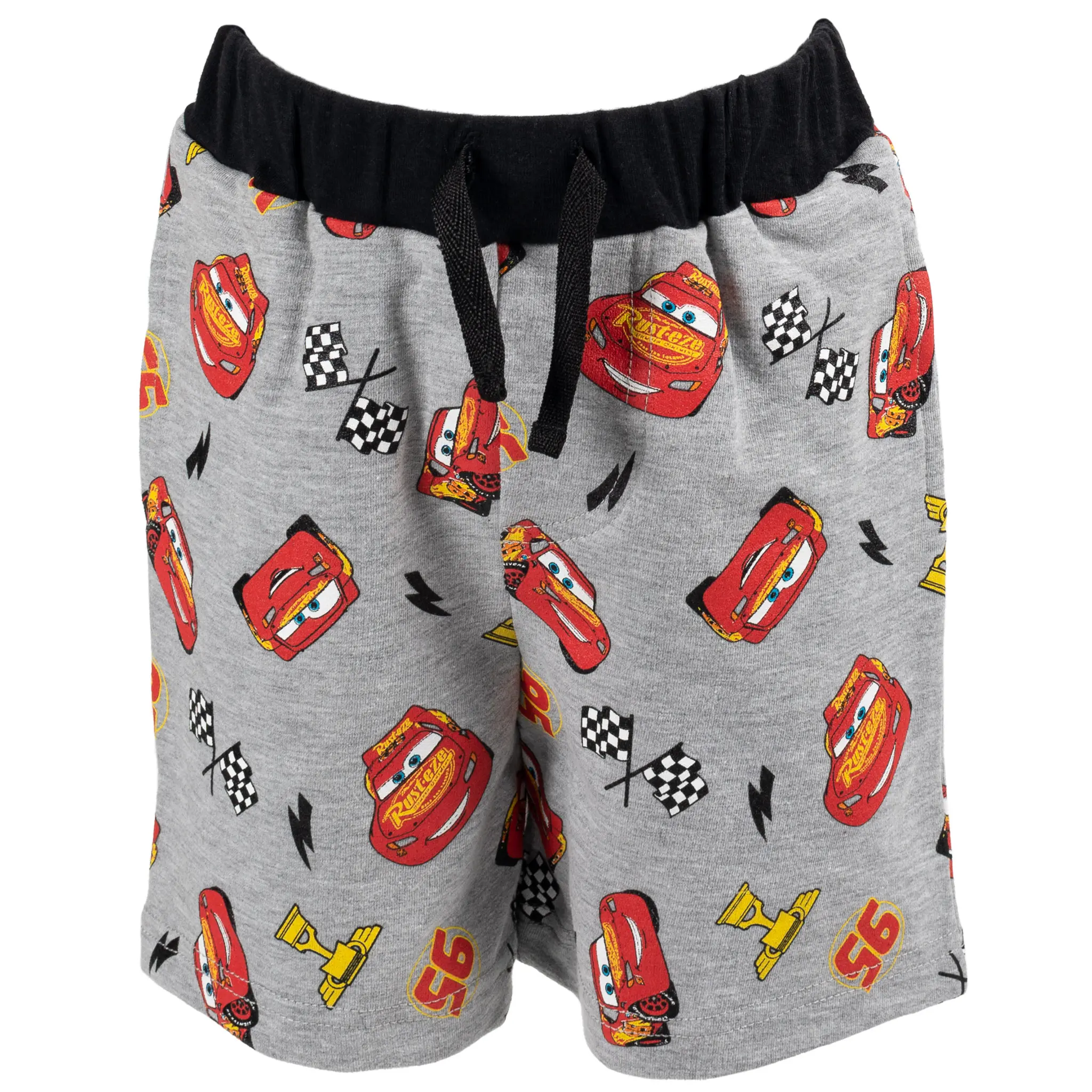 Disney Cars Lightning McQueen Boys' Foil Raglan Tee and French Terry Shorts Outfit Red Grey Toddler to Big Kid