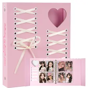 CeyiJun Ballet Ribbon Photocard Binder 100 Pockets with 25 Pcs Inner Pages, Korean Pop Photocard Holder Book, Photocard Album, 3 Ring K-Pop Album Photo Card Binder Book, 4 Photo Style Photo Insert Gift