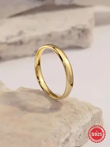 S925 Sterling Silver Ring, Minimalist Plain Color Wedding Rings for Women, Fashion Jewelry for Party, Daily Clothing Decor, Trendy All-match & Exquisite Jewelry for Gift, Wedding Engagement Ring