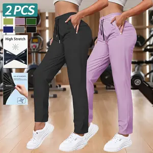 3-Pack Summer Women’s Sports Pants – Ice Silk Casual Stretch Pants, Elastic Waist, Straight Cut, Lightweight