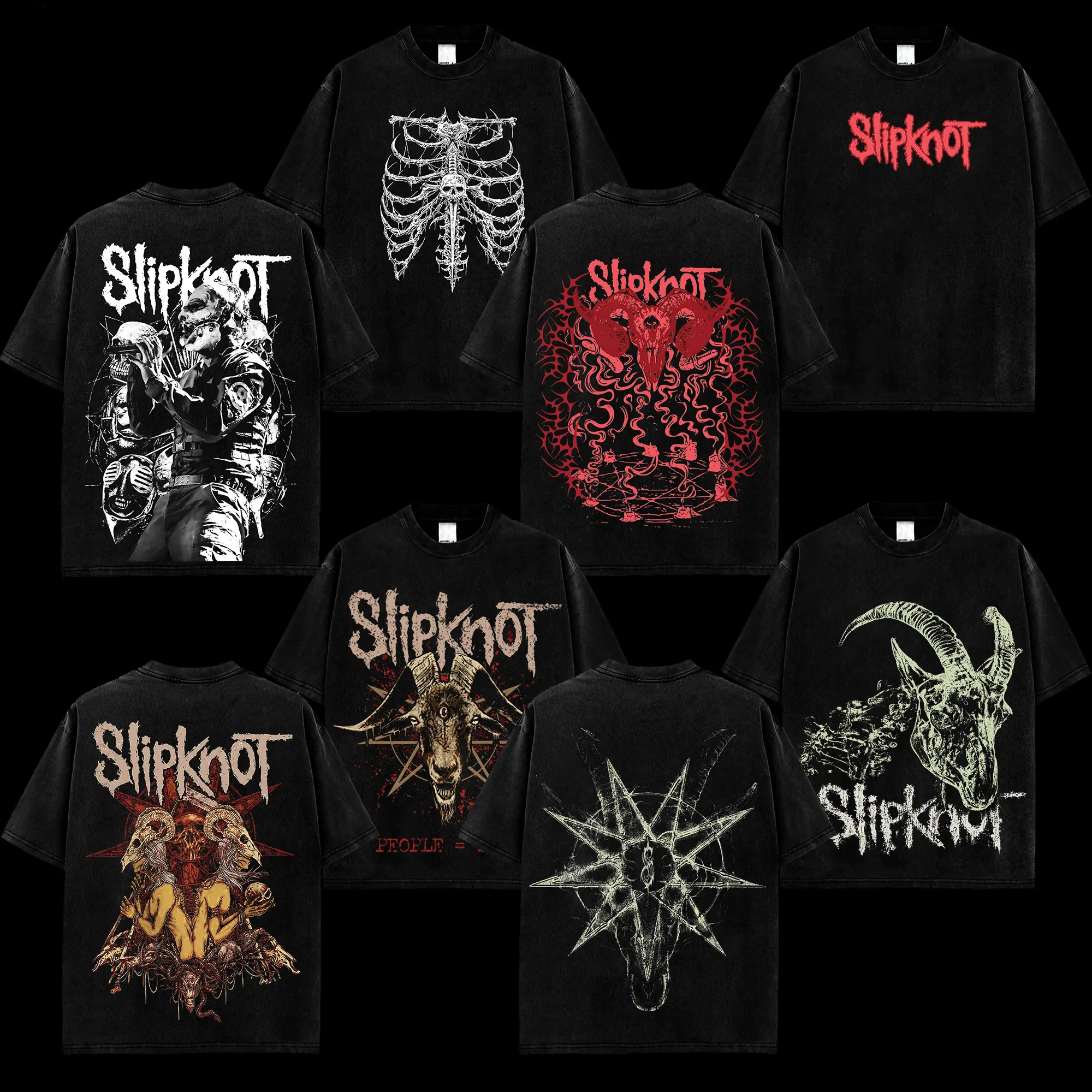 [MetalStyle] Collection Slipknot 'Masks Metal' Unisex Groove Metal T-Shirt – 100% Heavy Cotton Rock Groove Metal Washed Tee, Groove Metal Rock Band Washed Shirt, Oversized Vintage Tee, Heavy Metal Merch, Gift for Rock Fans