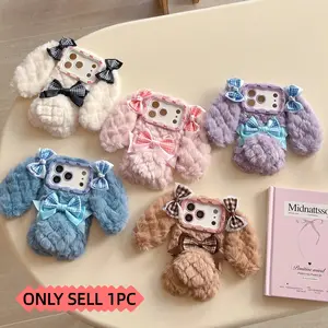 Cute Plush Rabbit Cellphone Case Cover Protector for iPhone 14/15/16 Plus, Casing, Anti-Drop Protection, Long Ears Design, New Arrival, Women's Style, Accessories