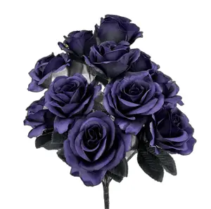 Black and Purple Color Fast Lillian Open Rose Bush – 17" – 12 Stems