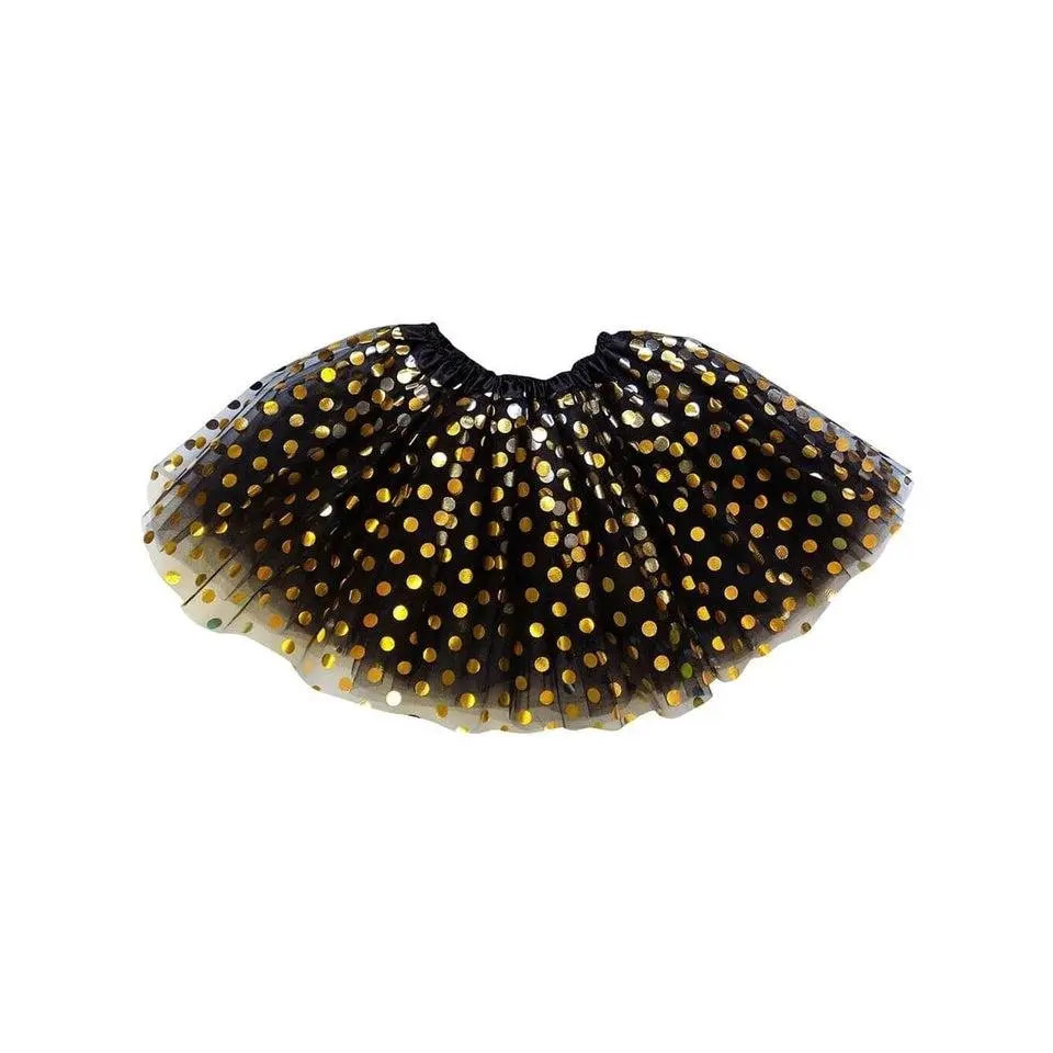 Black & Gold Polka Dot Tutu Skirt – Costume Tulle Skirt for Girls, Women & Plus Sizes