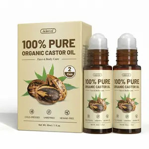 2PCS Organic Castor Oil Roll-On for Hair, Brows, Eyelashes & Skin – 100% Pure, Cold-Pressed, Hexane-Free | Targeted Scalp, Brow & Dry Skin Care | Multi-Purpose, Mess-Free Rollerball Easy Application, Travel-Friendly (2 x 1oz)