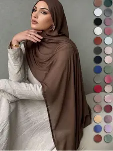 Women's Fashion Viscose Hijab Headscarf, Soft Long Sun Protection Scarf, New Style Plain Color Wraparound Shawl for Outdoor Use Bandana Modesty Turban Hijab