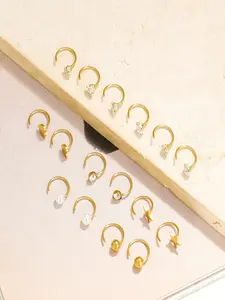20 Pairs Huggie Half Hoop Earrings Stainless Steel Cartilage Helix Open Hugging Earrings for Women CZ Star Moon Teardrop Pearl Butterfly Bar Heart Small Earring Hoops Jewelry Set Gold Silver Plated