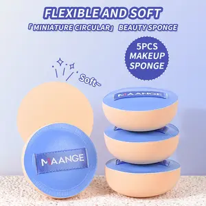 MAANGE 5pcs Mini Round Air Cushion Powder Puffs, Compact Makeup Tools, Soft Texture, Perfect for Blending and Applying Foundation, Loose Powder Puff Make Up Sponges for Foundation Setting Powder