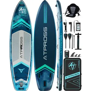 [Summervibes] 11'6"×35" Inflatable Stand Up Paddle Board, 450LBS Capacity, Premium SUP with Kayak Seat for Paddling, Fishing, Yoga & Kayak, Wide Non-Slip Deck, Double-Ended Paddle, Two-Way Pump & Full Accessories
