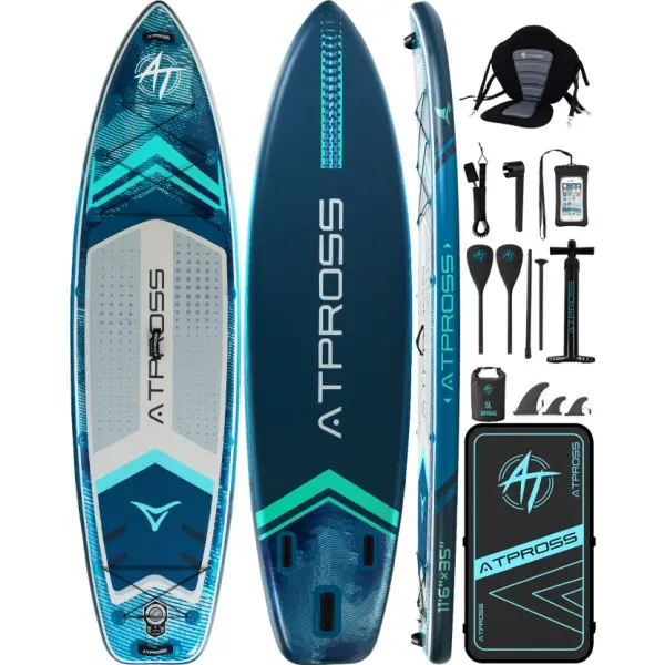[DealsForYouDays] 11'6"×35" Inflatable Stand Up Paddle Board, 450LBS Capacity, Premium SUP with Kayak Seat for Paddling, Fishing, Yoga & Kayak, Wide Non-Slip Deck, Double-Ended Paddle, Two-Way Pump & Full Accessories