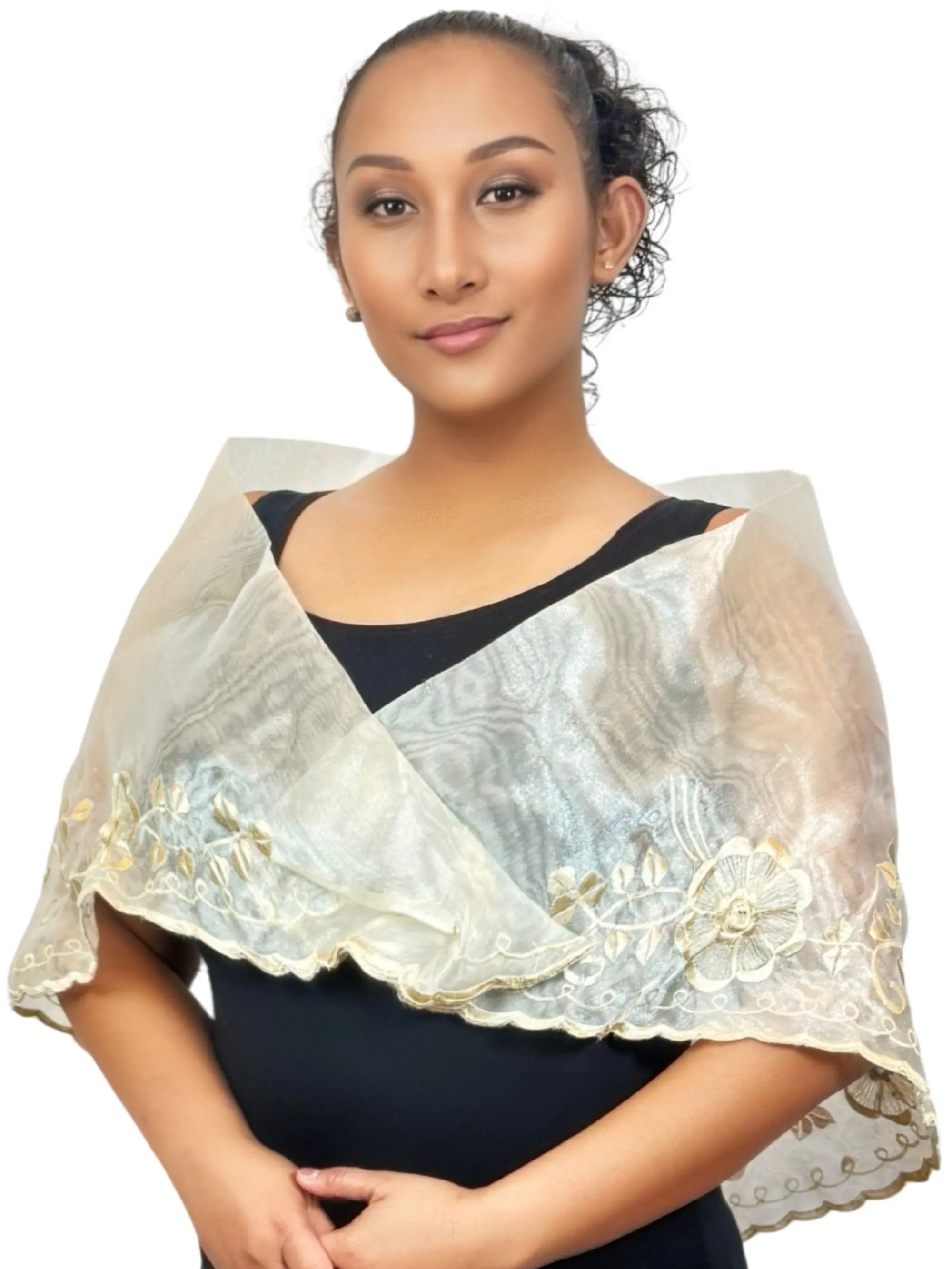 Handmade Kapamilya Alampay | Embroidered Organza Shawl for Weddings & Formal Events