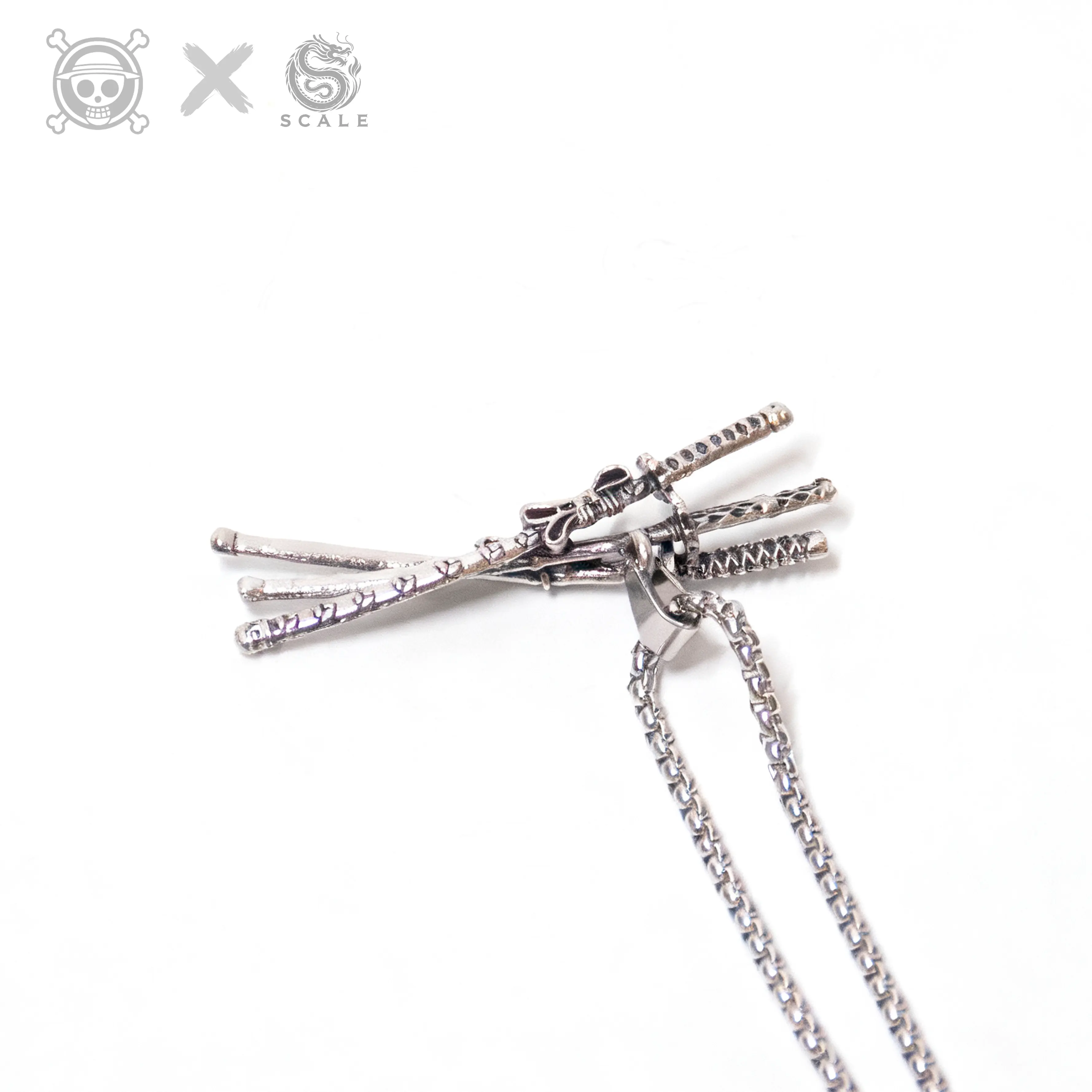 Anime Zoro-3-Blade Necklace Jewelry Exclusive Drop Limited Edition 27.5 Inch Metal Coated Pendant for Anime Enthusiasts Unisex 60cm Length