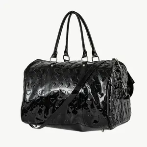 Heart Duffle Bag Travel Tote with Adjustable Strap and Zipper Closure