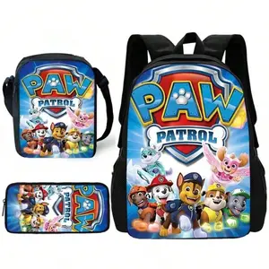 Durable Water Resistant 3-Piece Backpack Set for Kids, Lightweight School Bag with Lunch Box & Pencil Case, 600D Oxford Cloth with Cute Puppy Prints, Padded Breathable Straps & Mesh Back, Large Capacity for 15-inch Laptop, Insulated Lunch Bag & Sturdy Sta